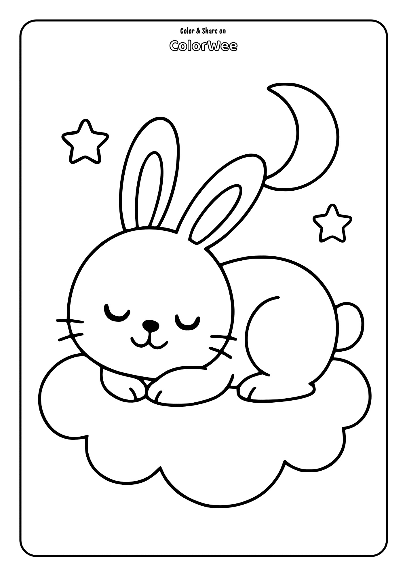 Small bunny is sleeping on a fluffy cloud.