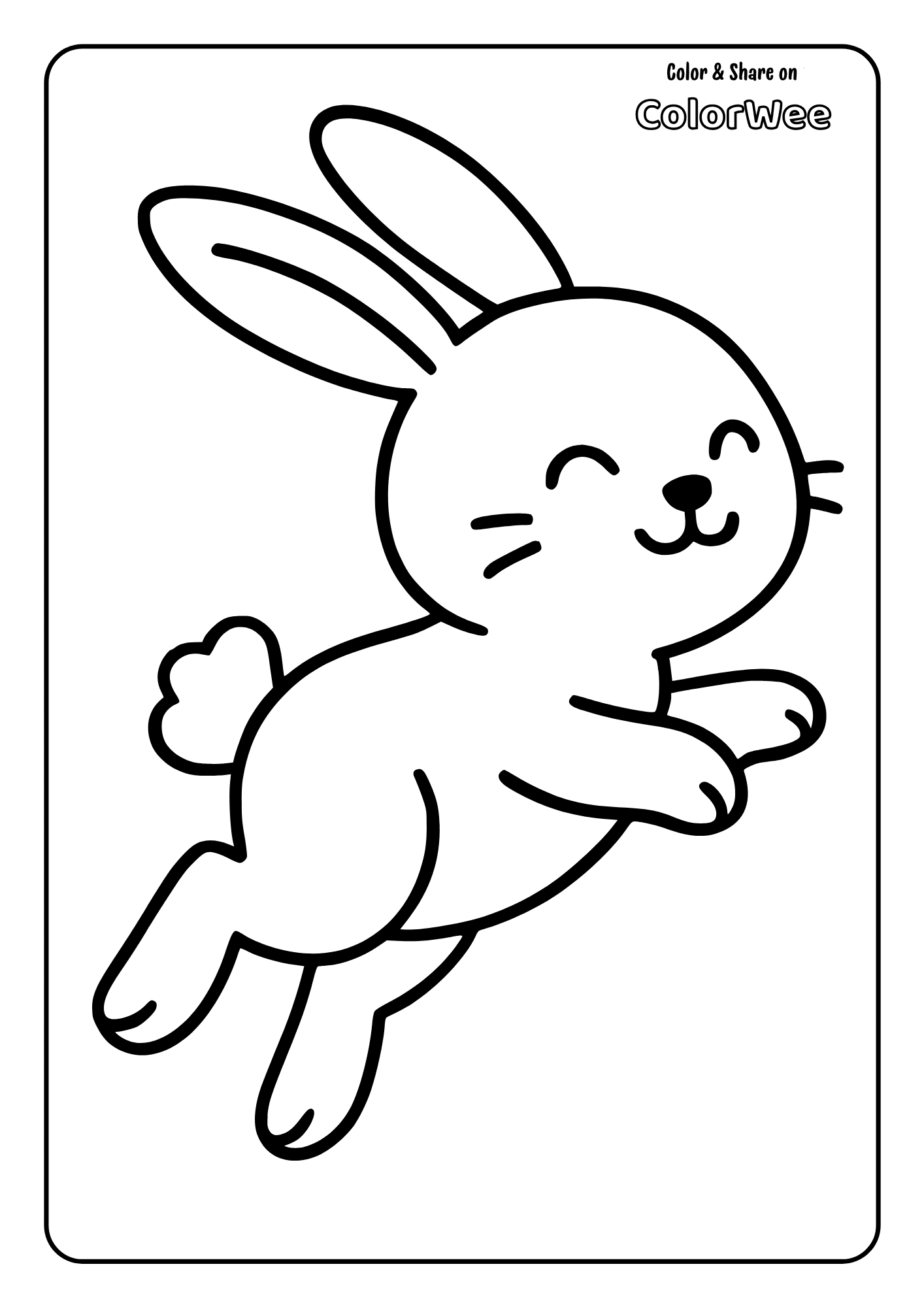 Cute baby bunny is jumping in the air