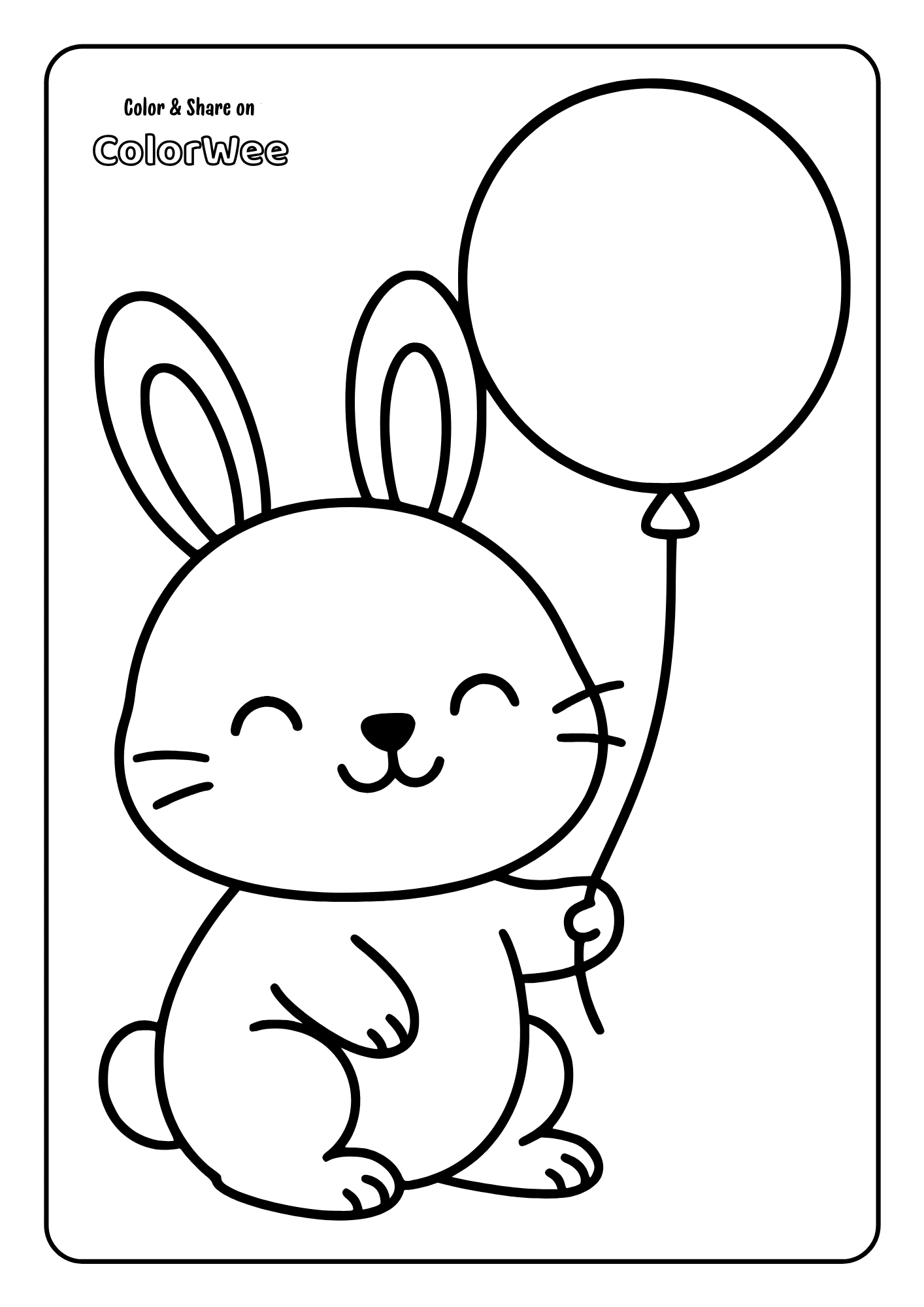 Adorable baby bunny holding a balloon.