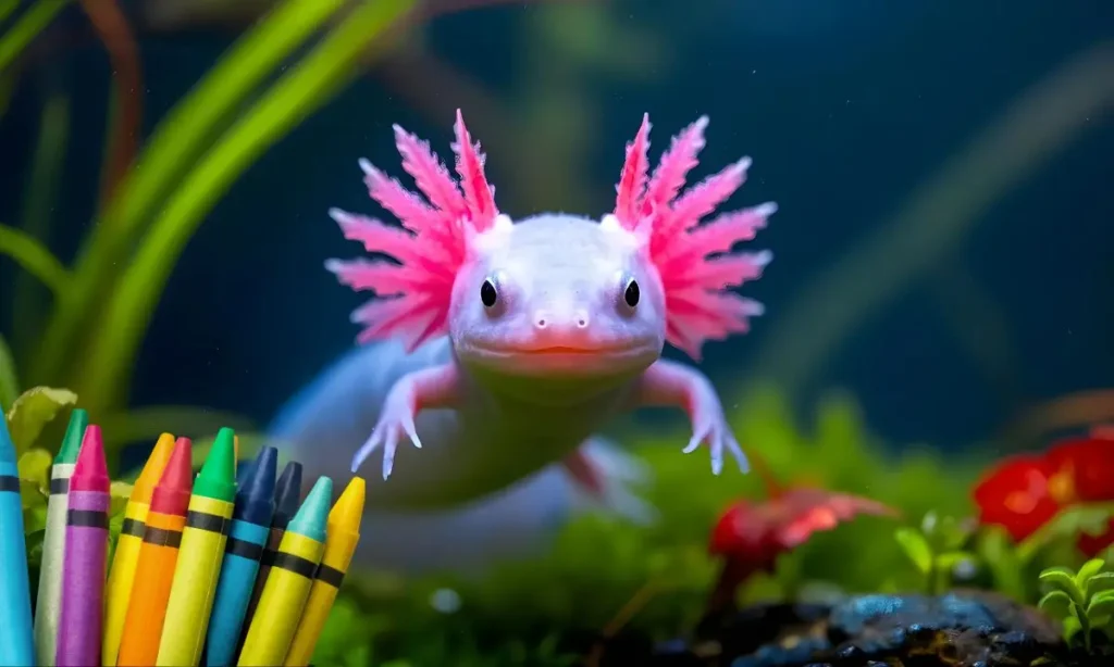 axolotl real Axolotl with crayons