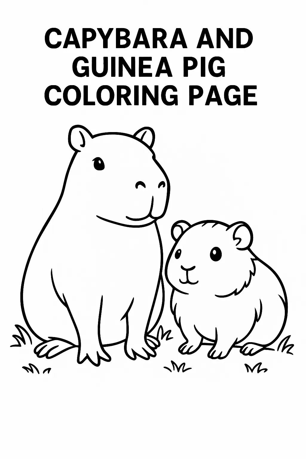 Capybara and Guinea Pig Coloring Page for Kids