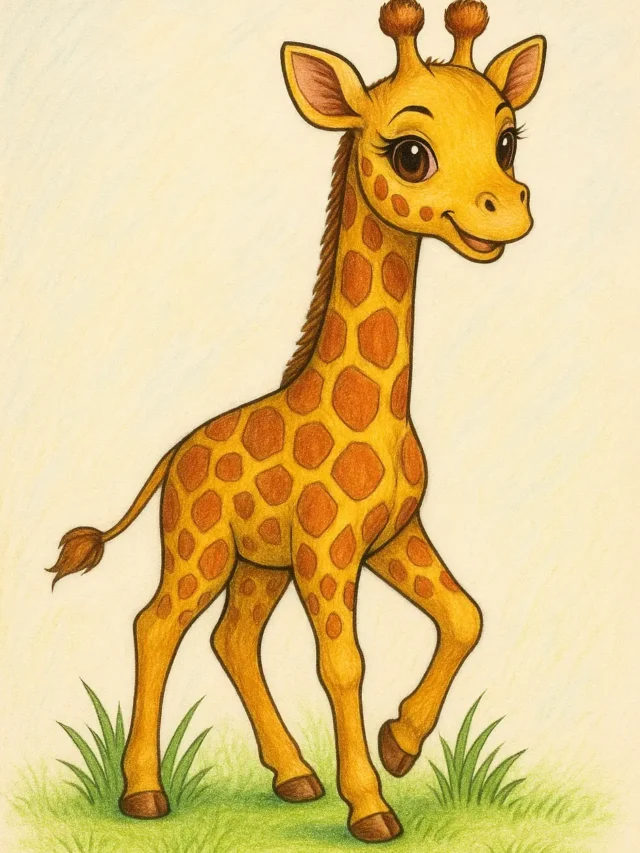 Adorable giraffe facts and coloring
