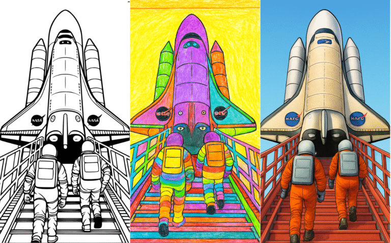 Space Shuttle Coloring Page for Kids and Adults