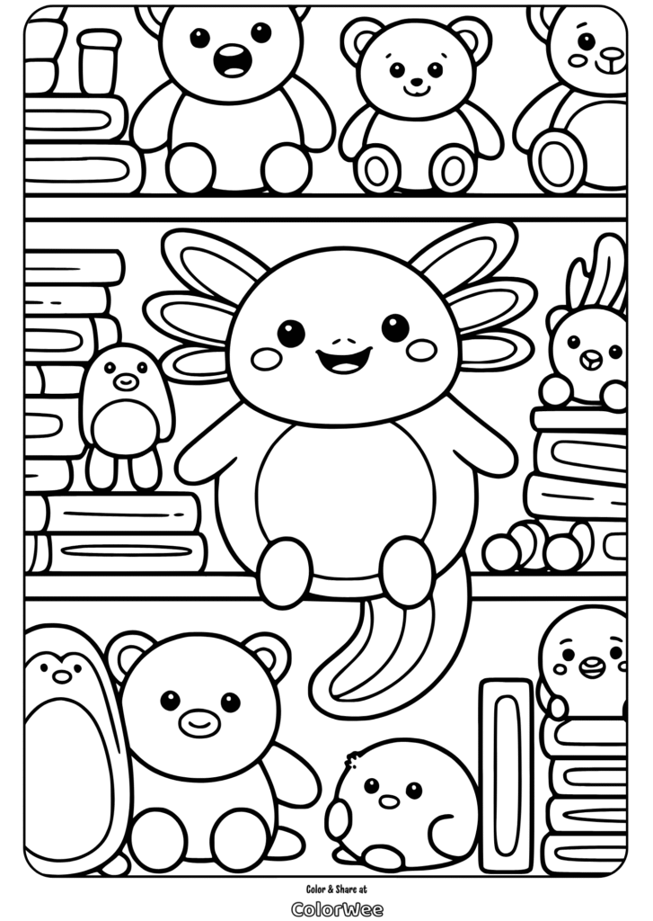 Cute animal toys coloring page for kids to color and enjoy.