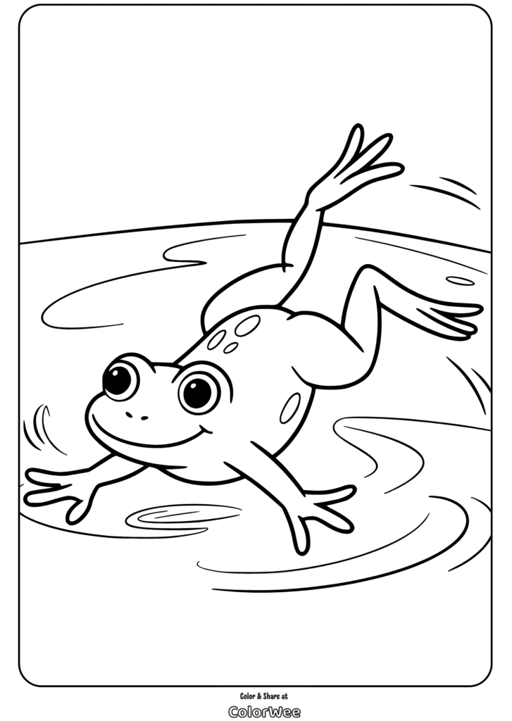 Jumping frog coloring page for kids.