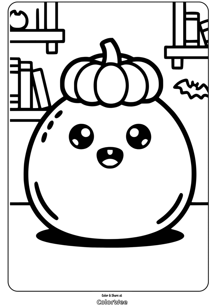 Cute pumpkin coloring page for kids with a friendly face.