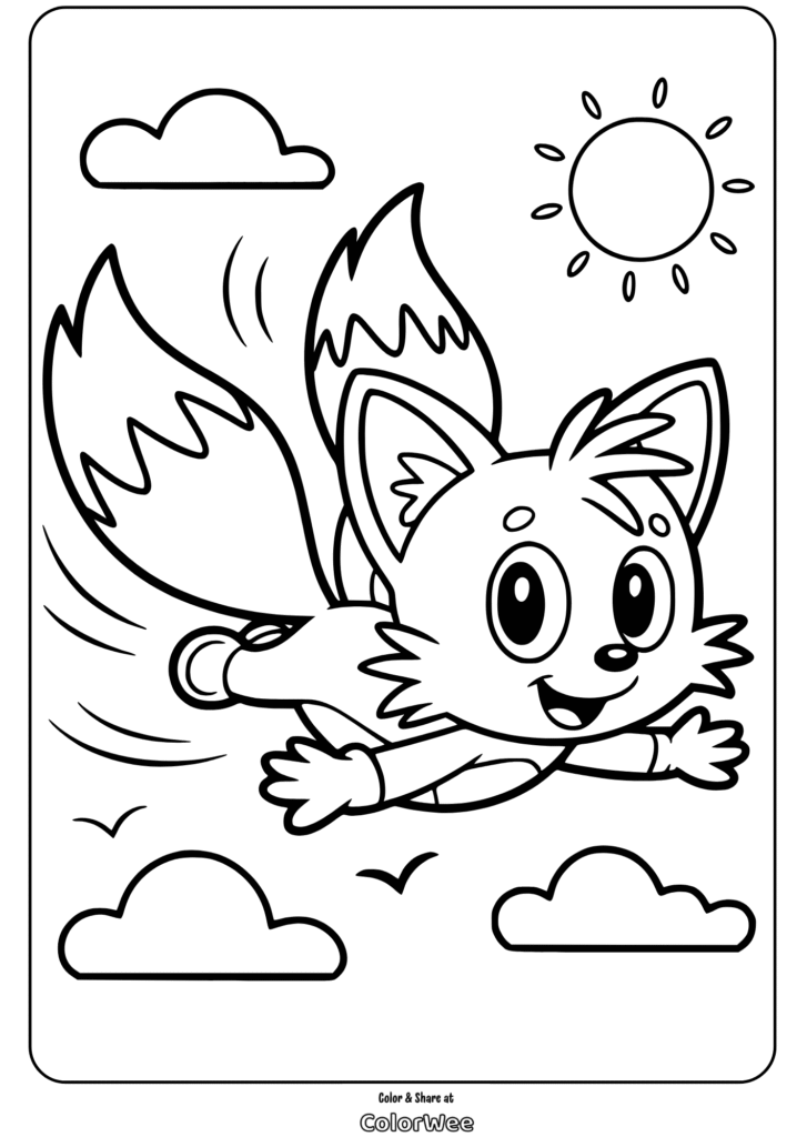 Flying fox superhero coloring page for kids.