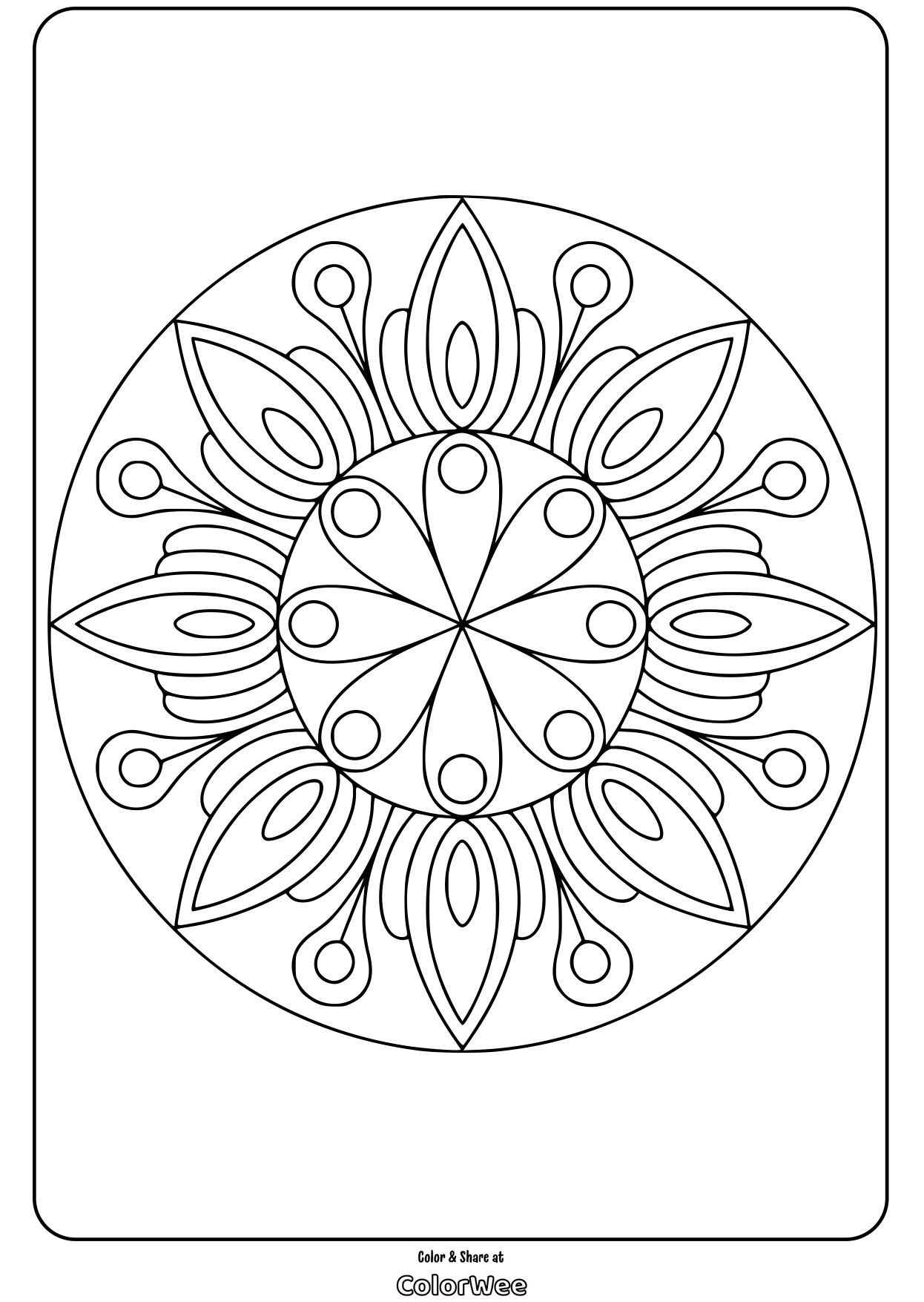 geometric flower simple mandala coloring page Mandala coloring page with complex floral patterns.