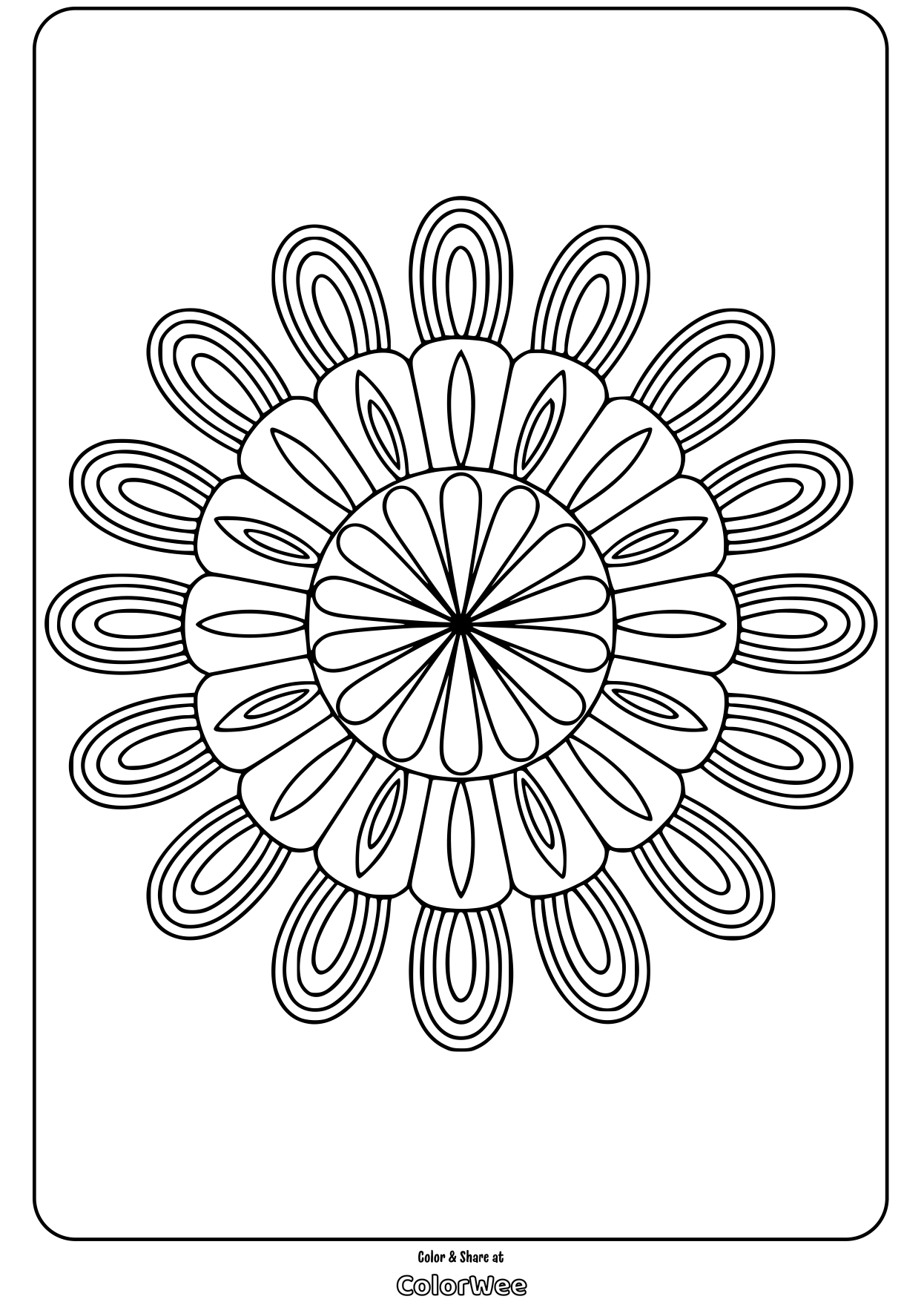 petal pattern simple mandala coloring page Intricate Mandala Flower Coloring Page Design