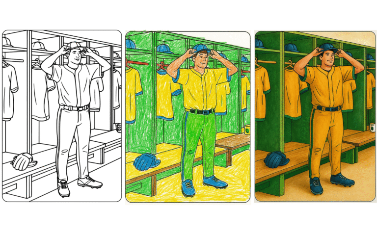 Desain tanpa judul 6 Baseball player in locker room coloring page