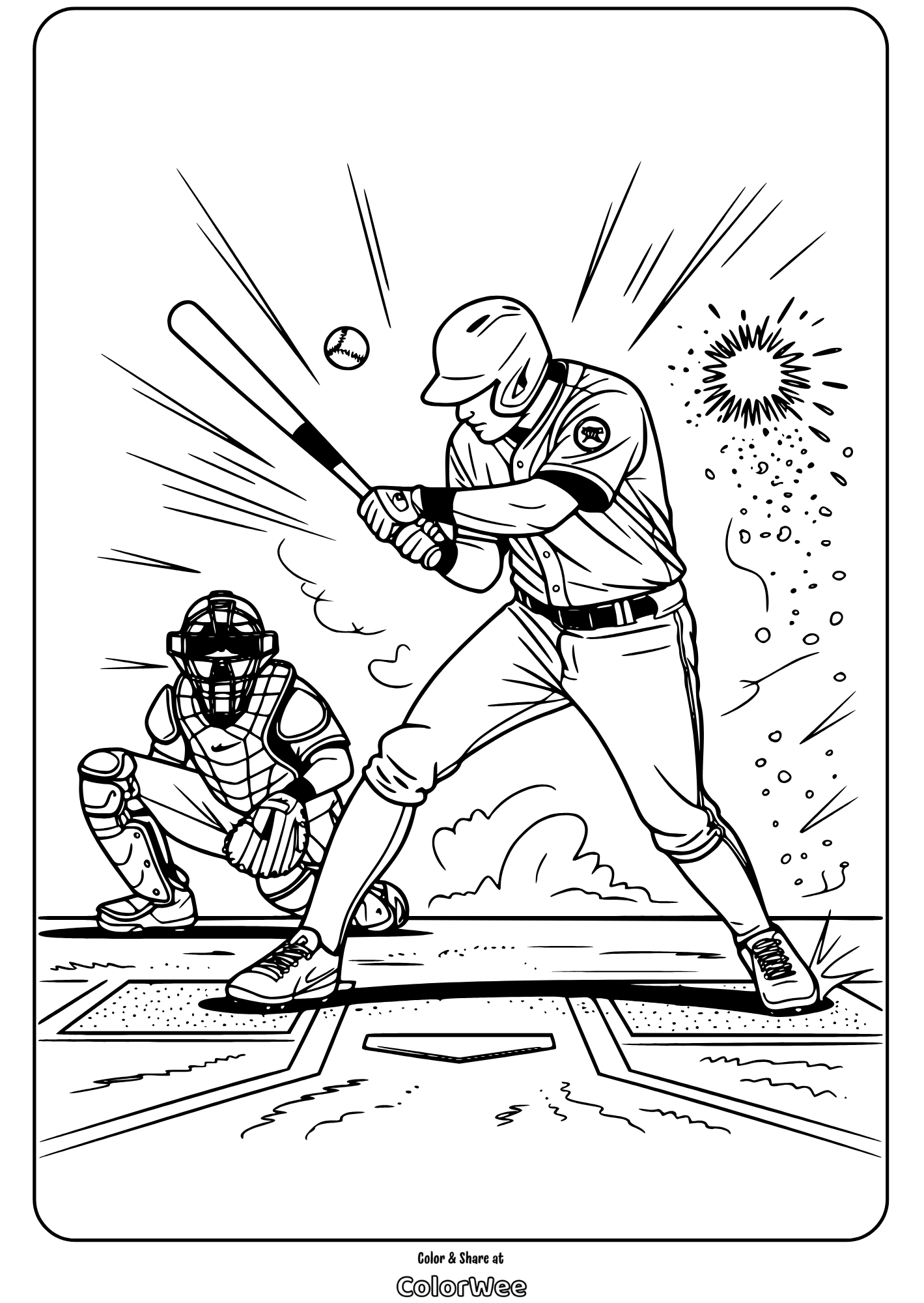 baseball player batting coloring page for kids Baseball player batting coloring page for kids.