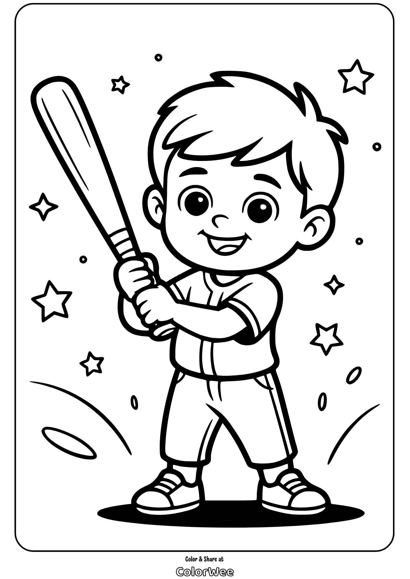 child with baseball bat coloring page for kids Child with baseball bat coloring page for kids.