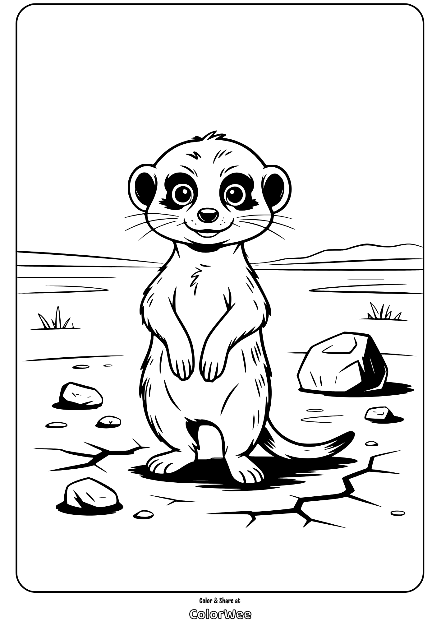 cute meerkat coloring page for kids Cute meerkat coloring page for kids.
