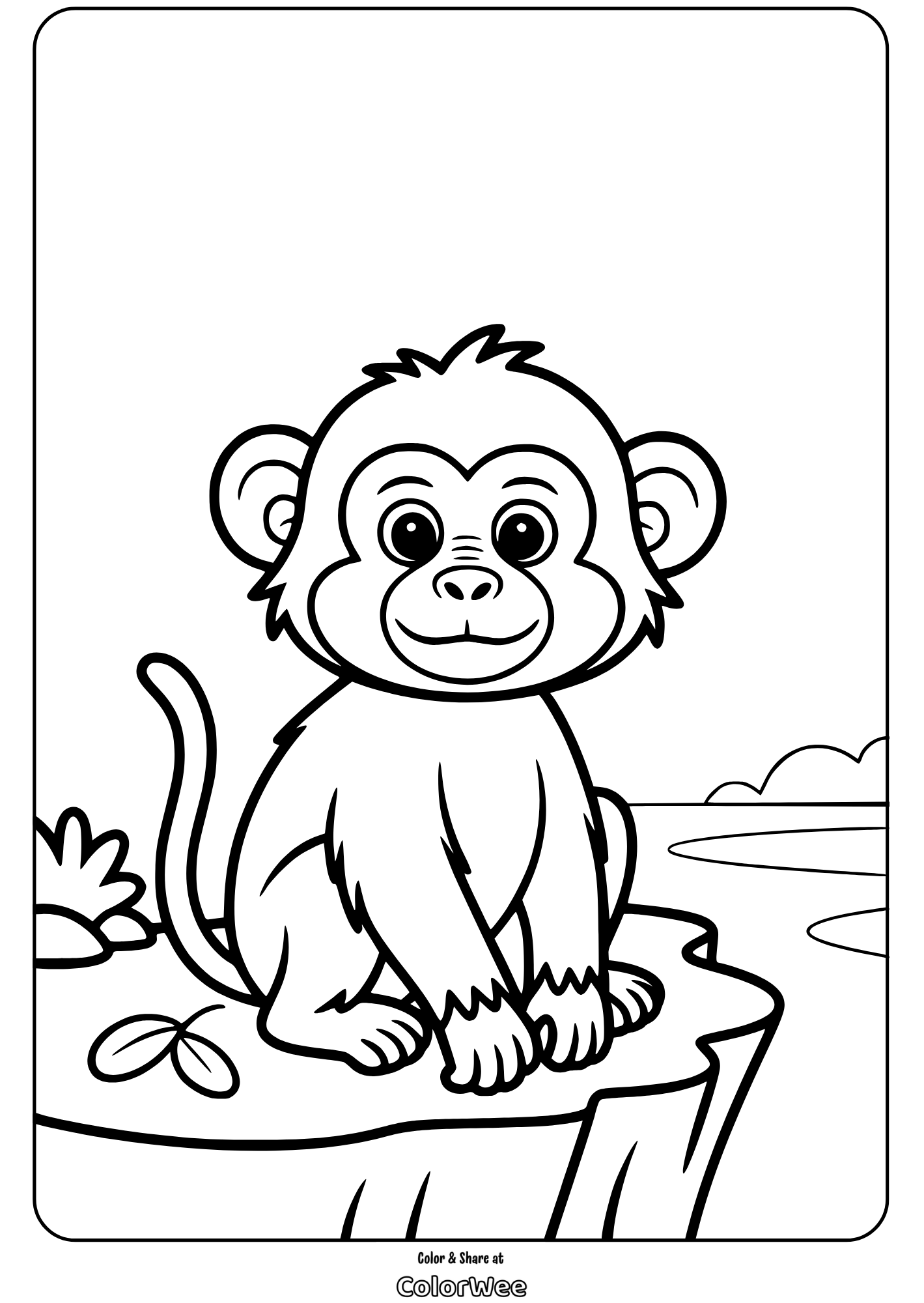 cute monkey coloring page Cute monkey coloring page for kids' fun and learning activities.