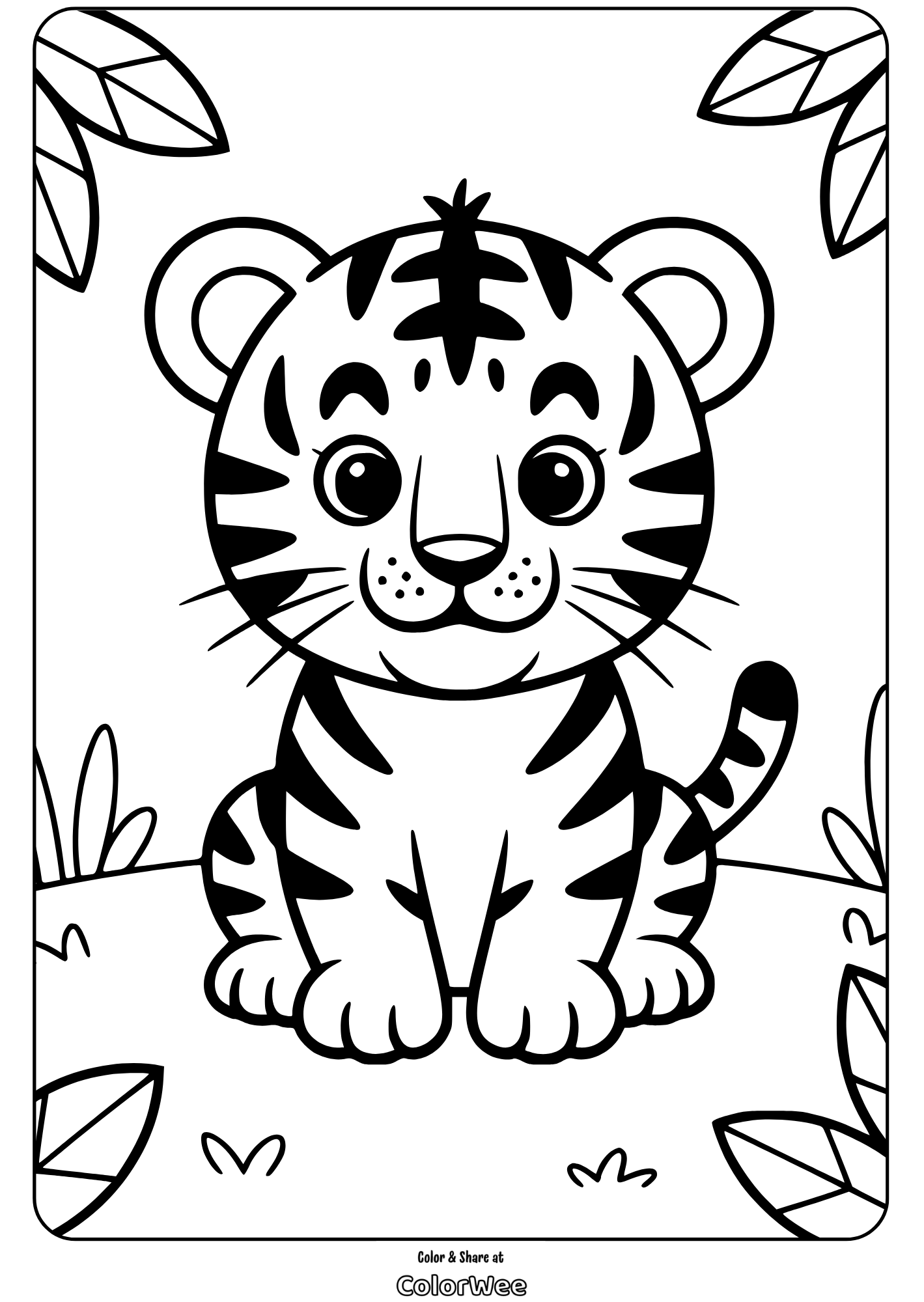 cute tiger cub coloring page for kids to enjoy and color Cute tiger cub coloring page for kids to enjoy and color.