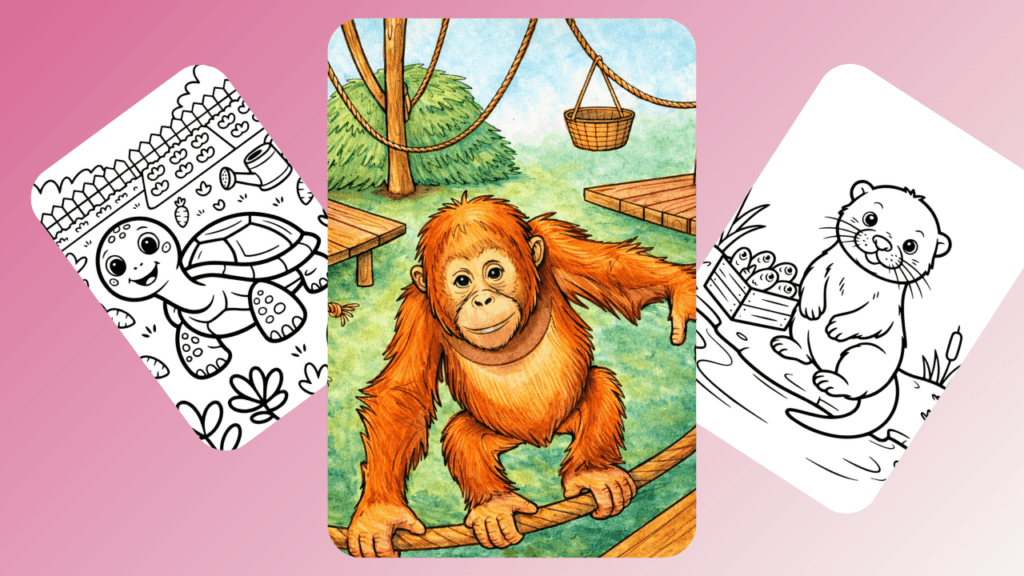 Printable Zoo Animals Coloring Pages.