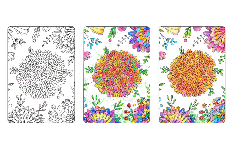 Floral pattern coloring pages Floral coloring page with vibrant patterns and designs.
