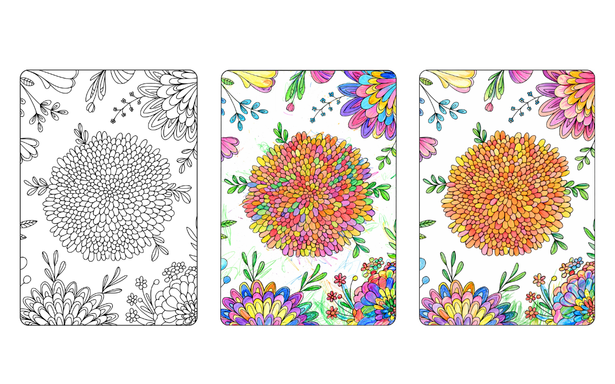 Floral pattern coloring pages Floral coloring page with vibrant patterns and designs.