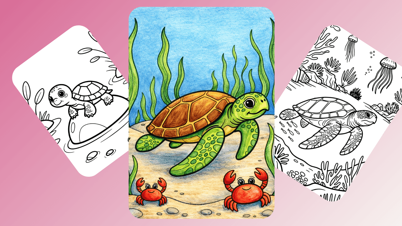 Free printable sea turtle coloring pages.