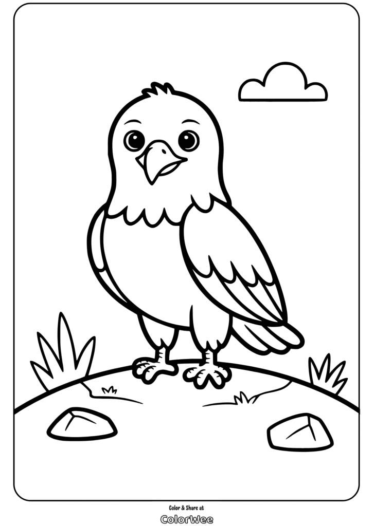Eagle coloring page for kids – nature and wildlife theme.