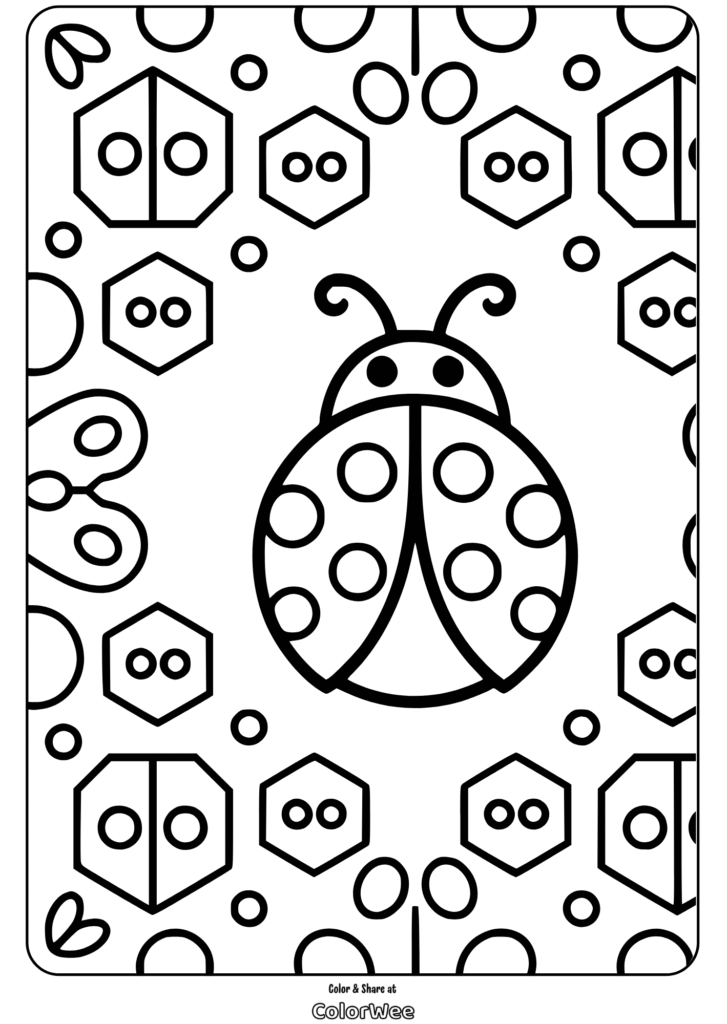 Ladybug Coloring Page with Geometric Patterns