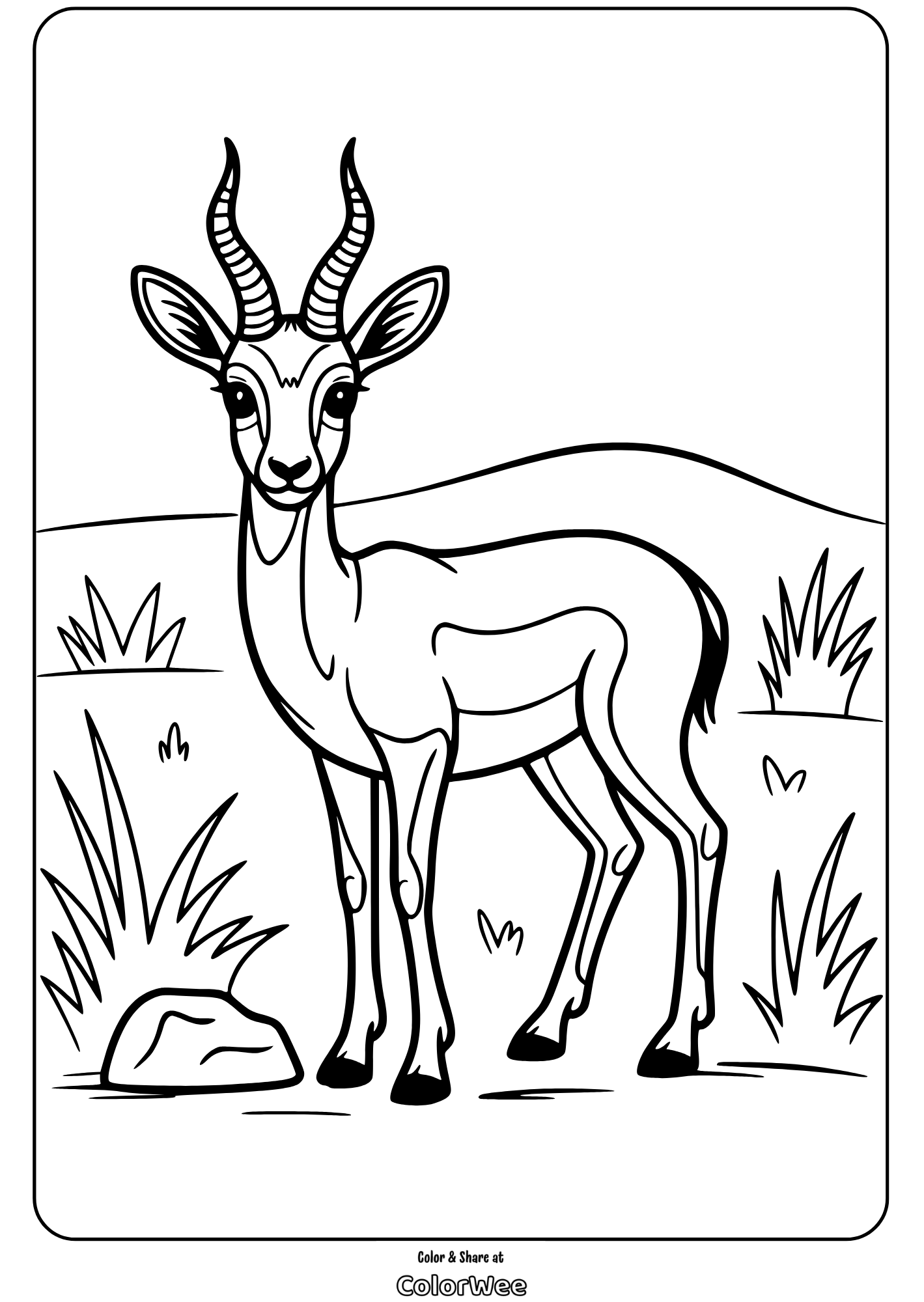 Gazelle coloring page with natural background