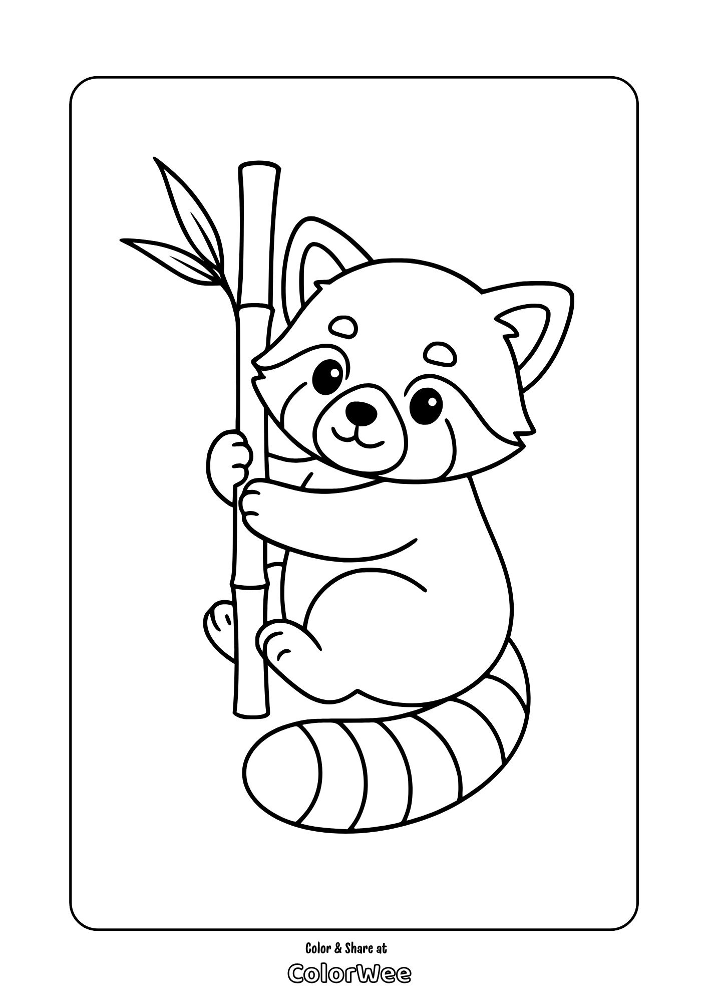 baby red panda bamboo panda coloring page Cute red panda coloring page with bamboo.