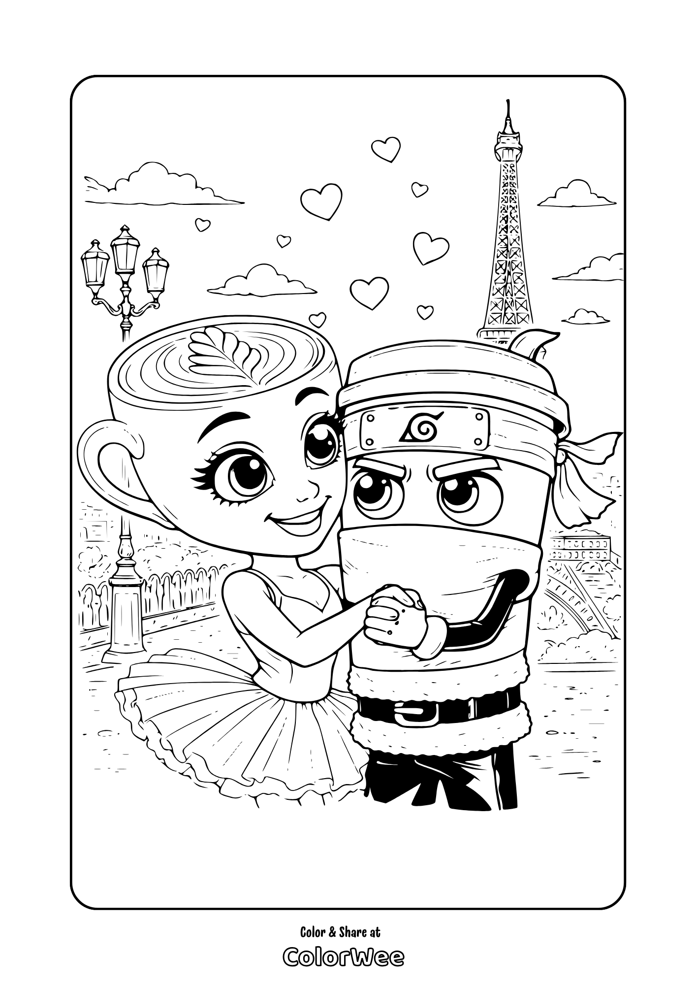 Cappuccino Assassino Ballerina Cappuccina Paris Coloring Page