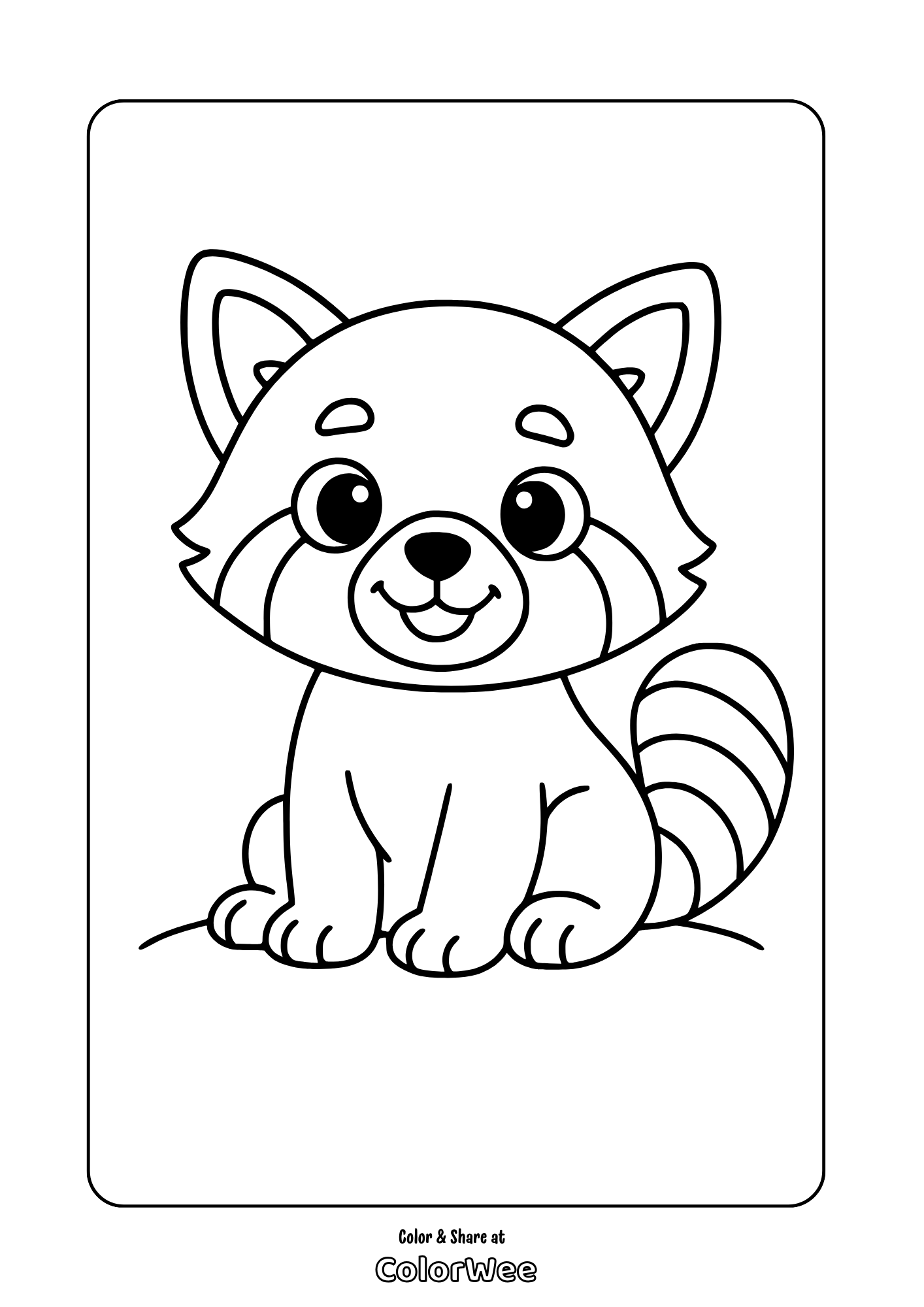 cute baby red panda coloring page Cute cartoon raccoon coloring page for kids, printable and fun activity.
