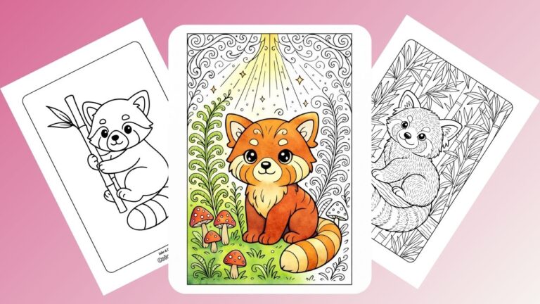 cute baby red panda coloring pages with whimsical nature designs Cute baby red panda coloring pages with whimsical nature designs.