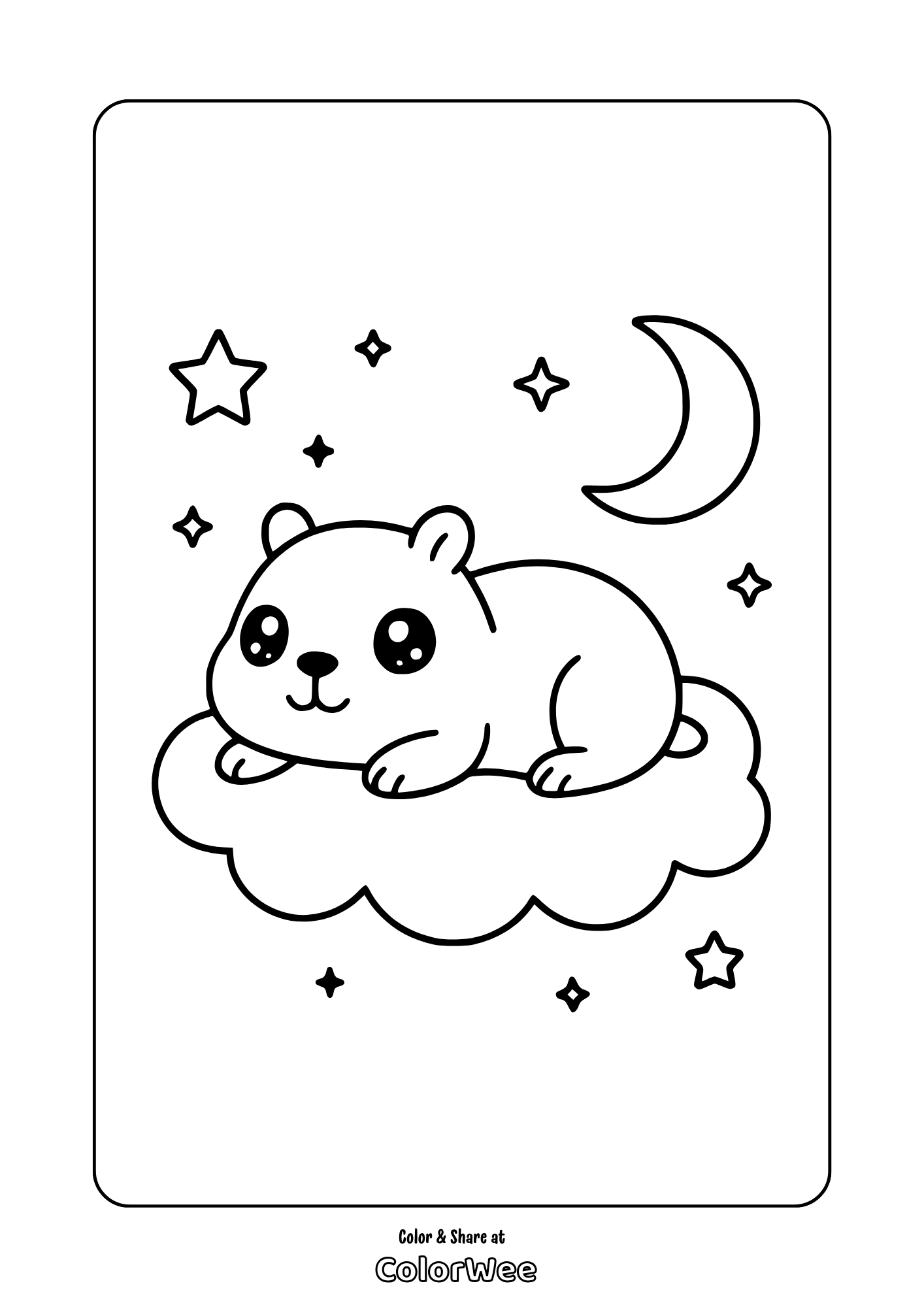 Dreamy cute capybara coloring page