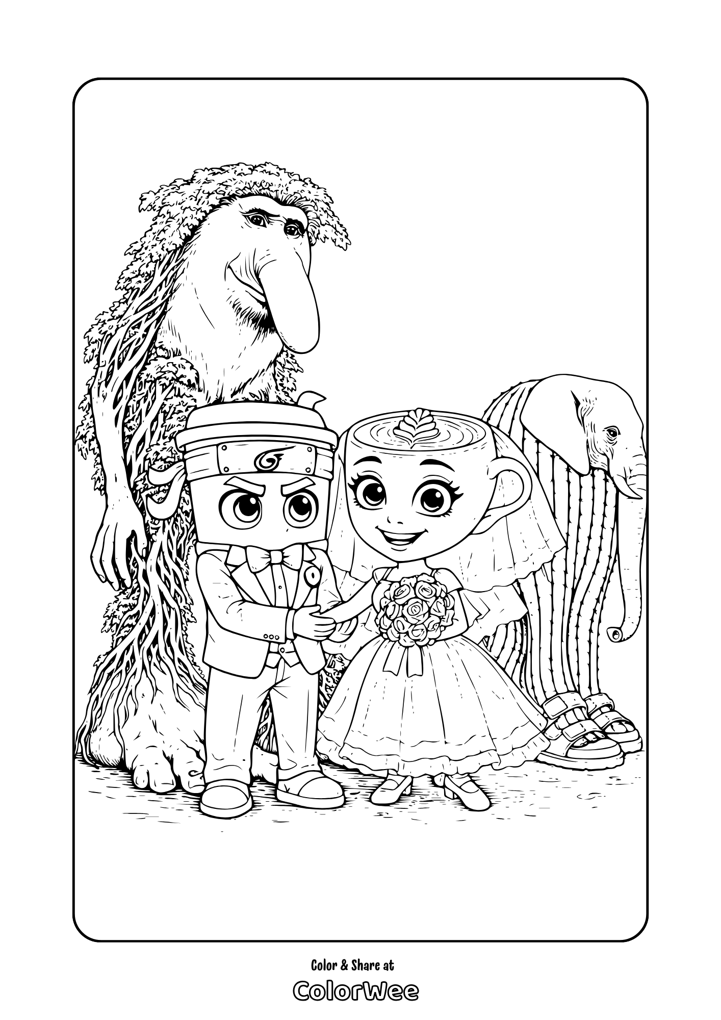 Italian Brainrot Family Coloring Page. Italian meme characters together!