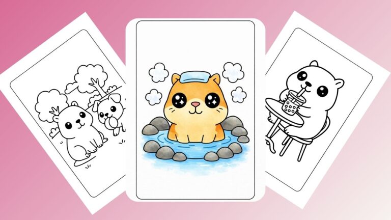 kawaii capybara coloring pages Kawaii Capybara Coloring Pages