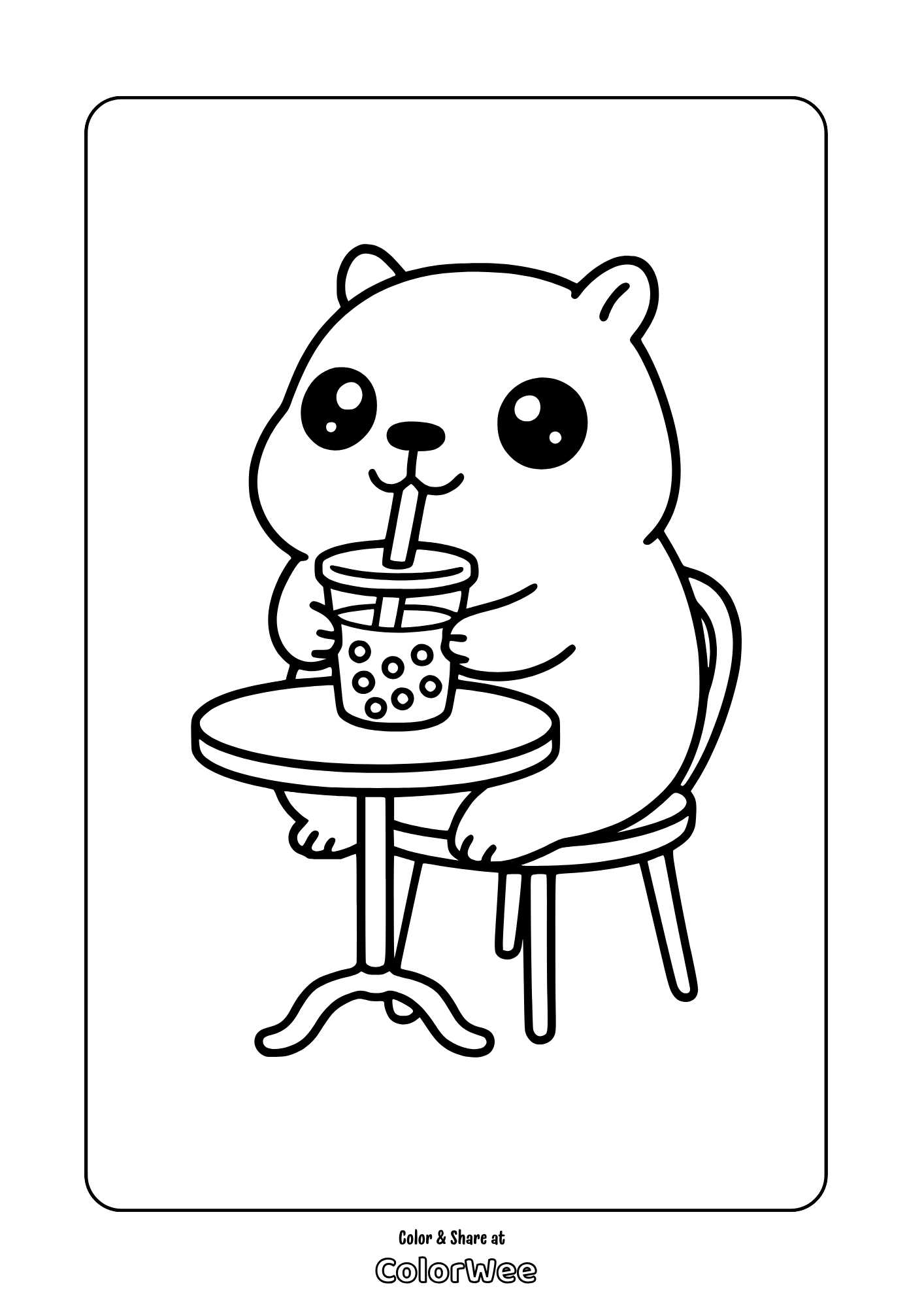 Kawaii capybara drinking smoothie.