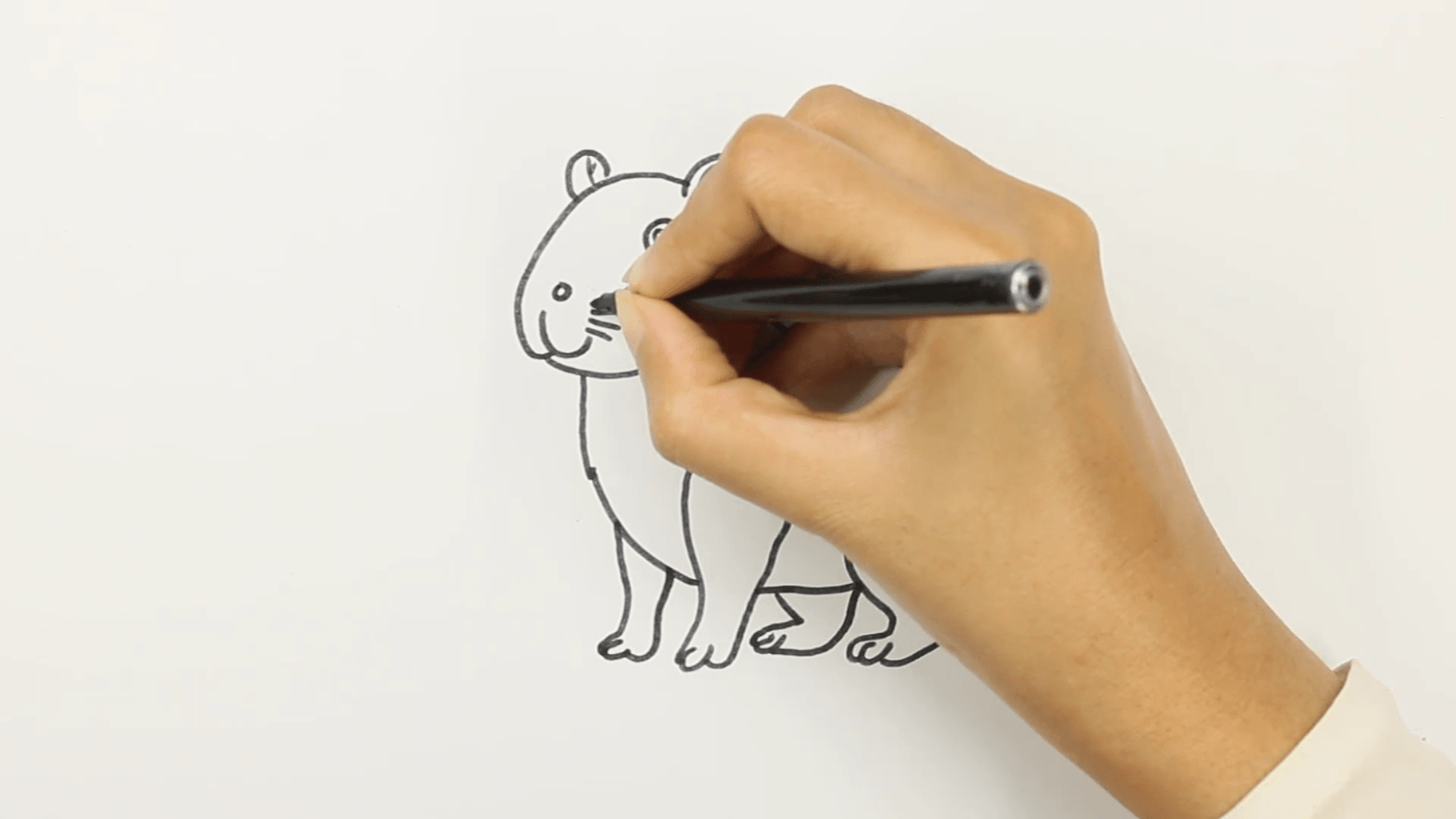 step 9 finish details on capybara drawing Step 9: Finish details on capybara drawing