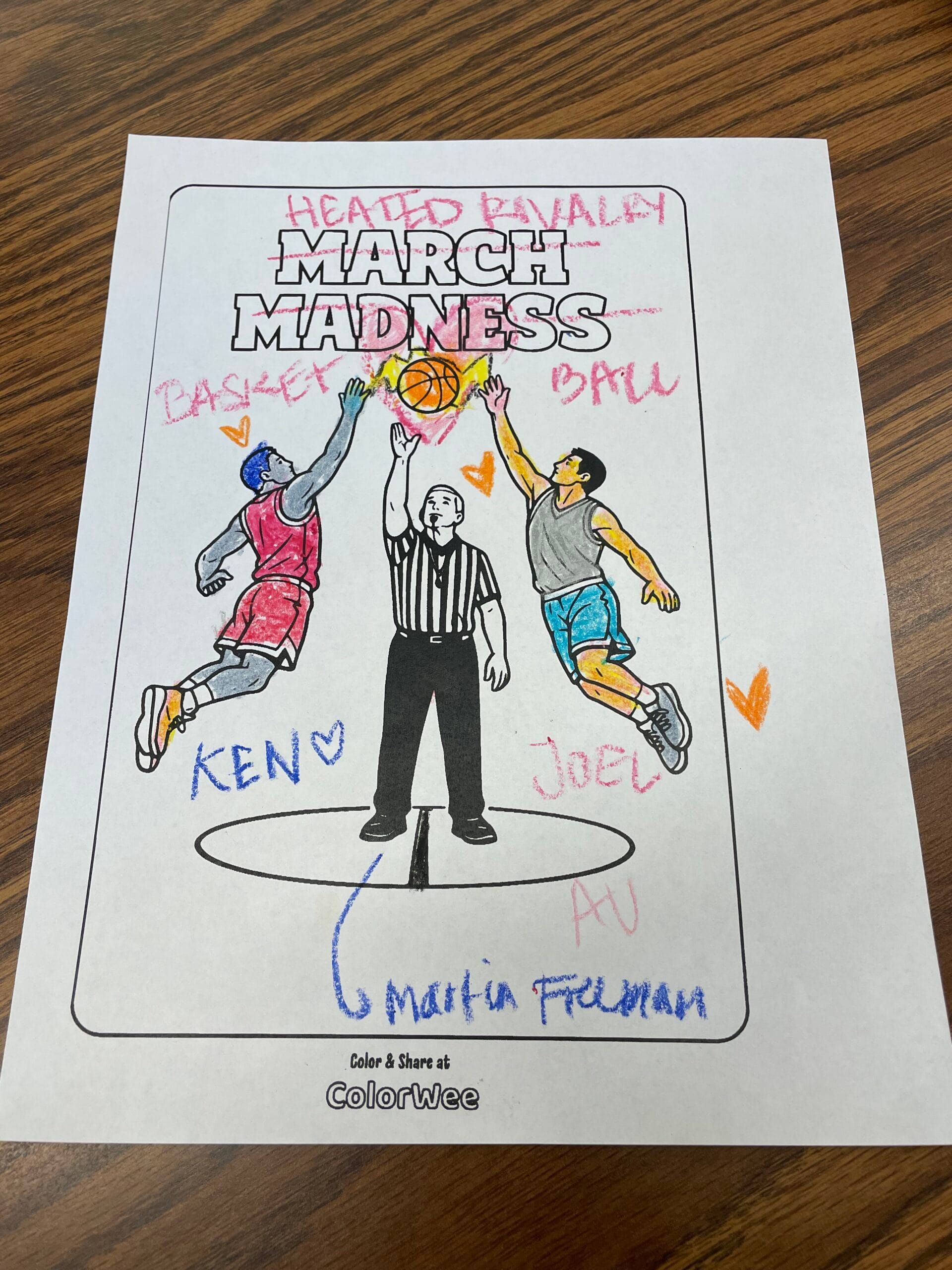 March Madness basketball . Fully colored sheet submitted by user.