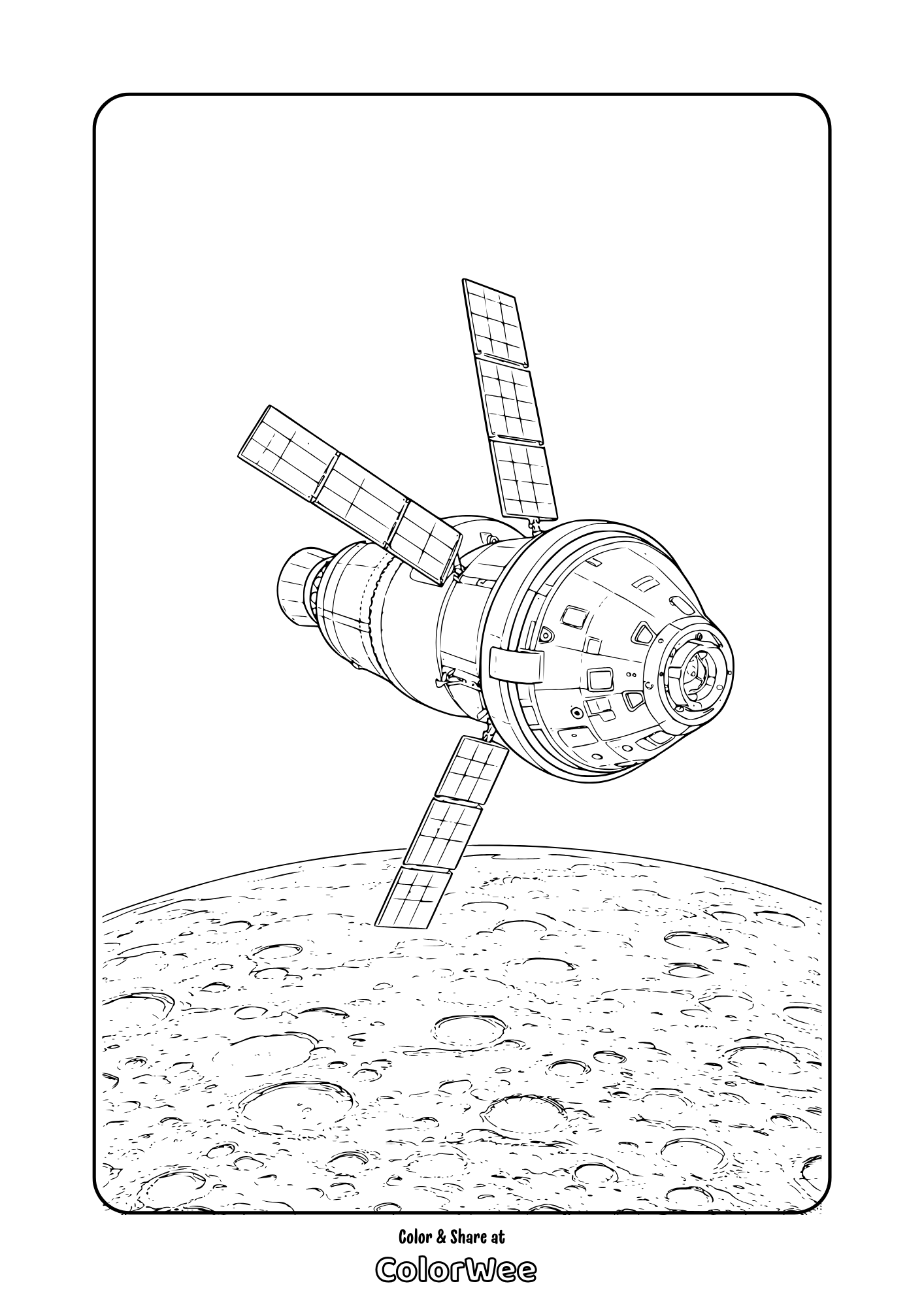 Free printable spacecraft orbiting the Moon during Artemis II mission