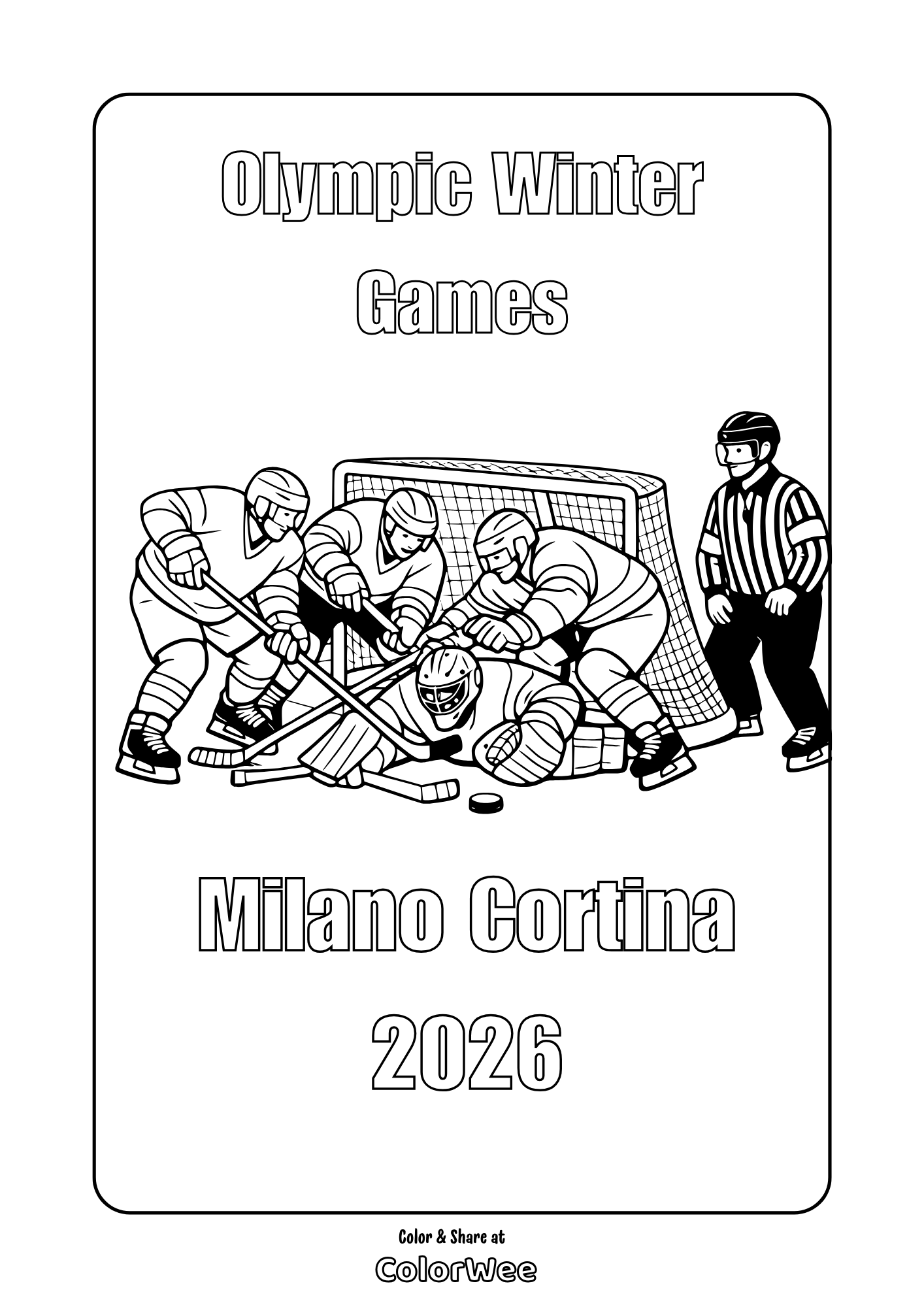 Olympic Winter Games ice hockey coloring page - Milano Cortina 2026