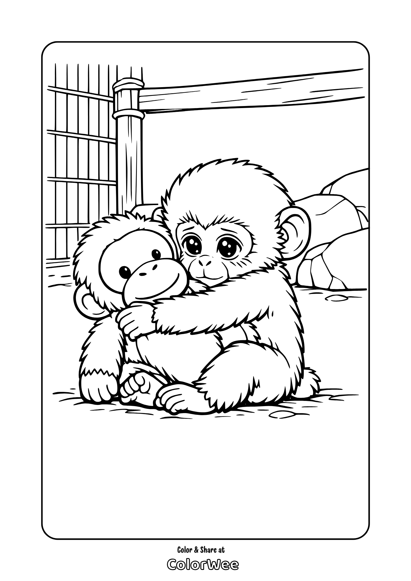Kawaii Punch the Monkey Coloring Page