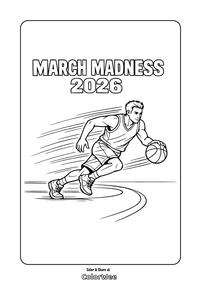 March Madness 2026 Coloring Pages for Basketball Fans