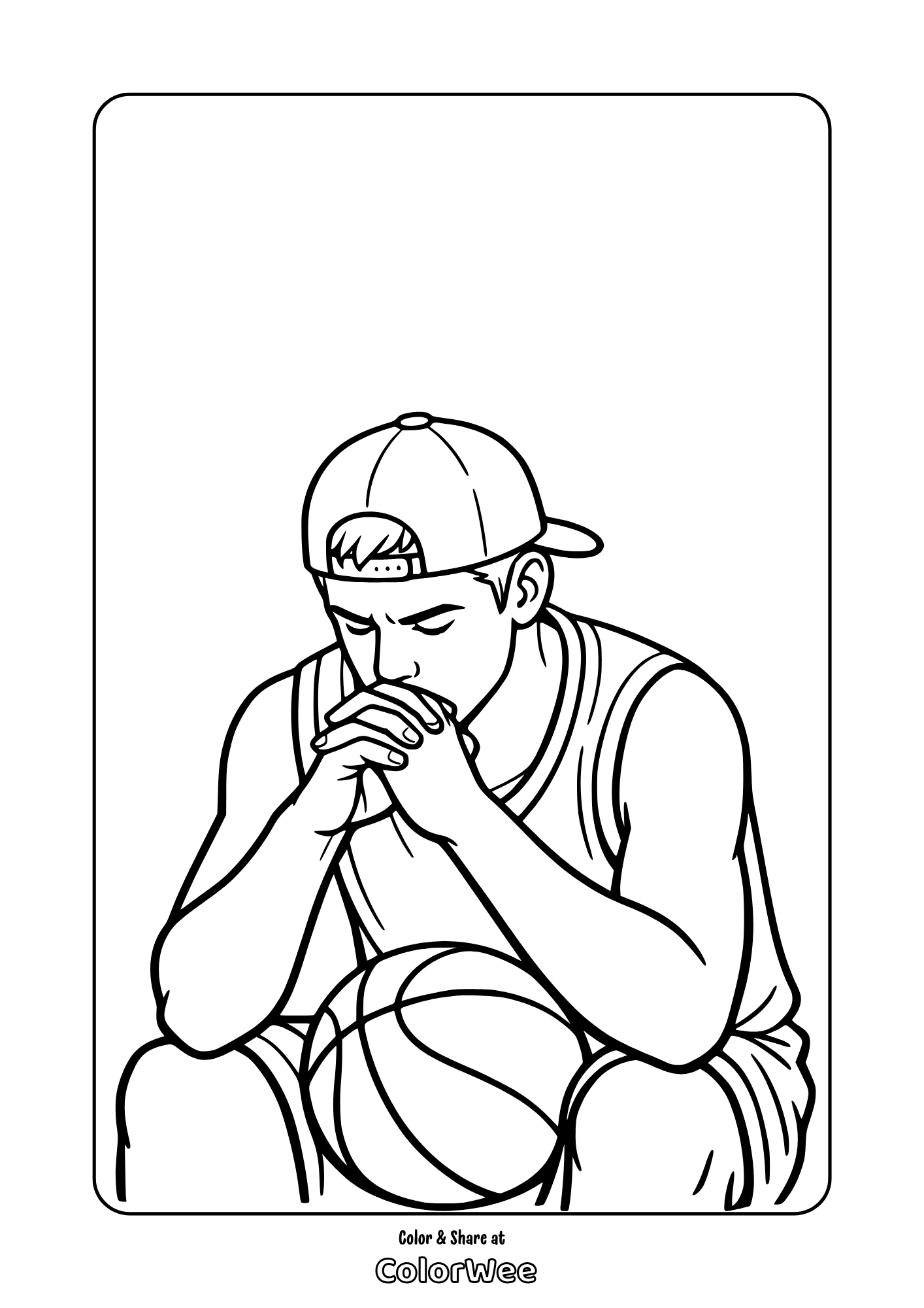 Printable basketball player focus.