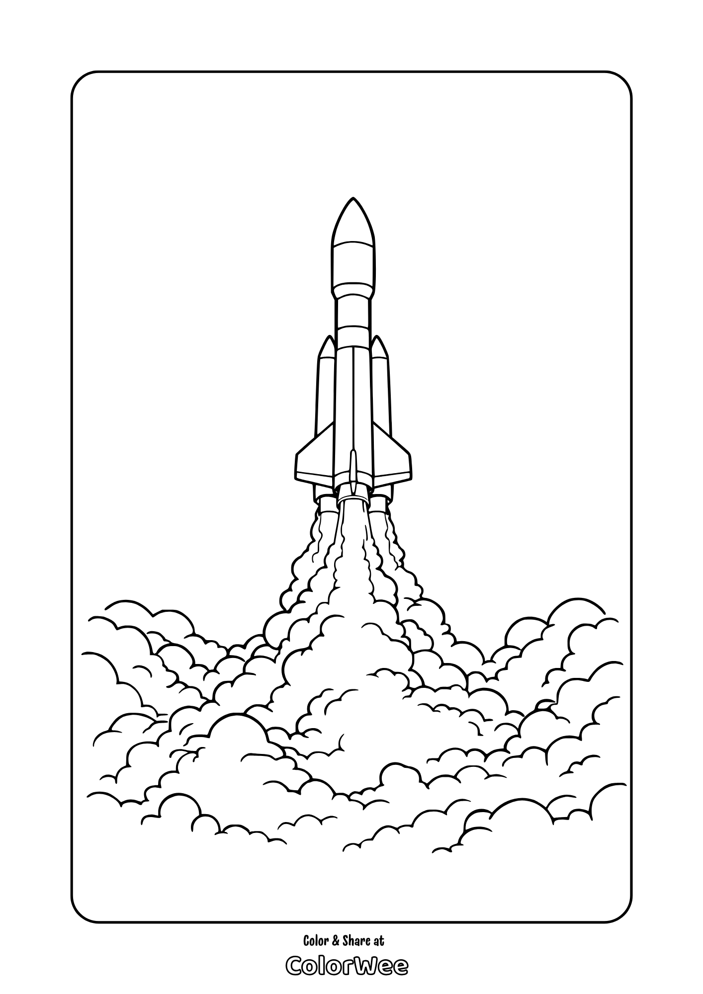Rocket ship blast off coloring page - Nasa Artemis II space shuttle launch printable