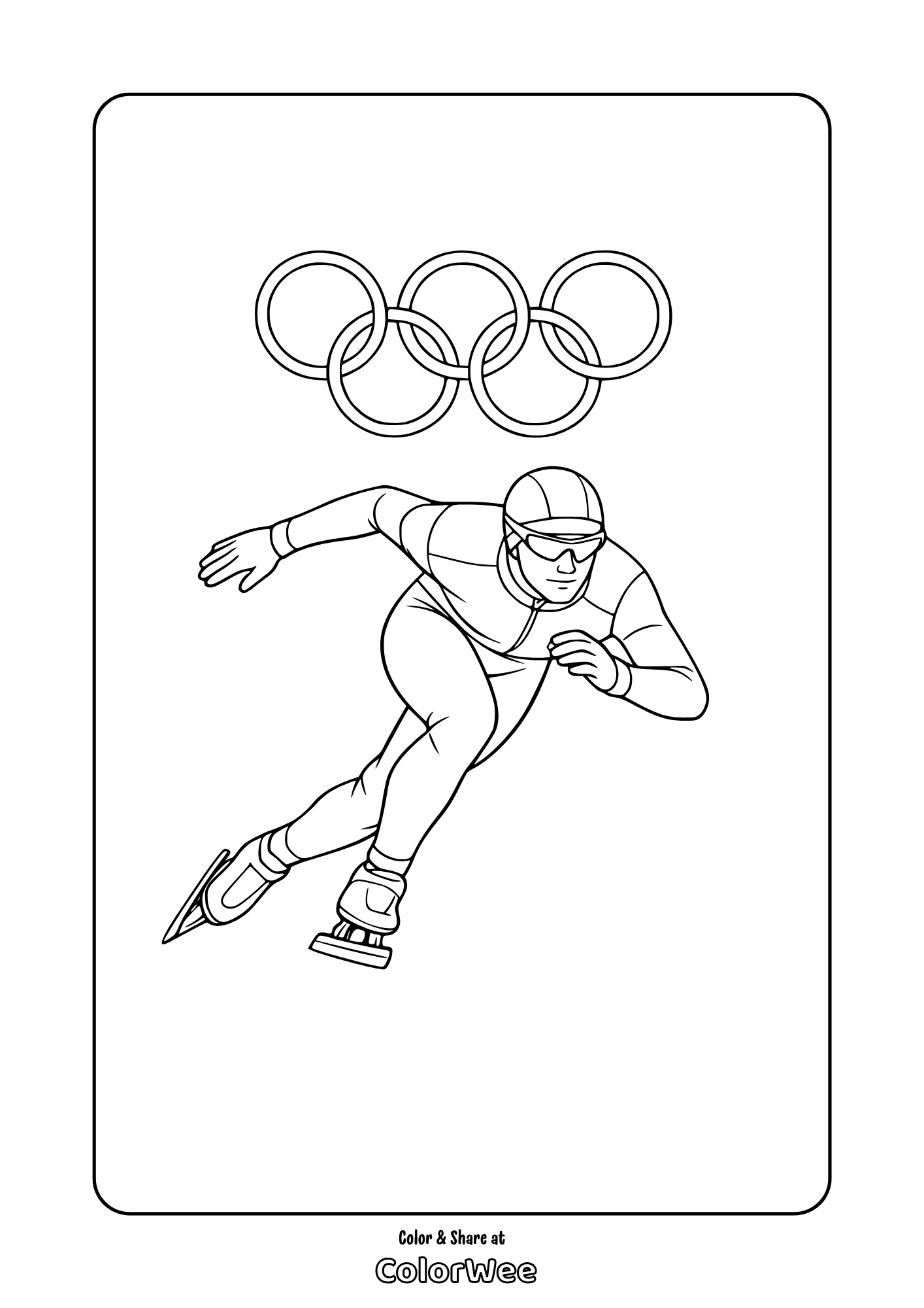 Olympic speed skater coloring page - winter sports free printable for kids
