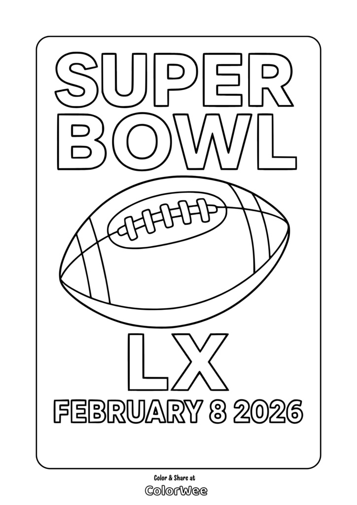 Super Bowl 2026 Coloring Pages for the 60th Anniversary