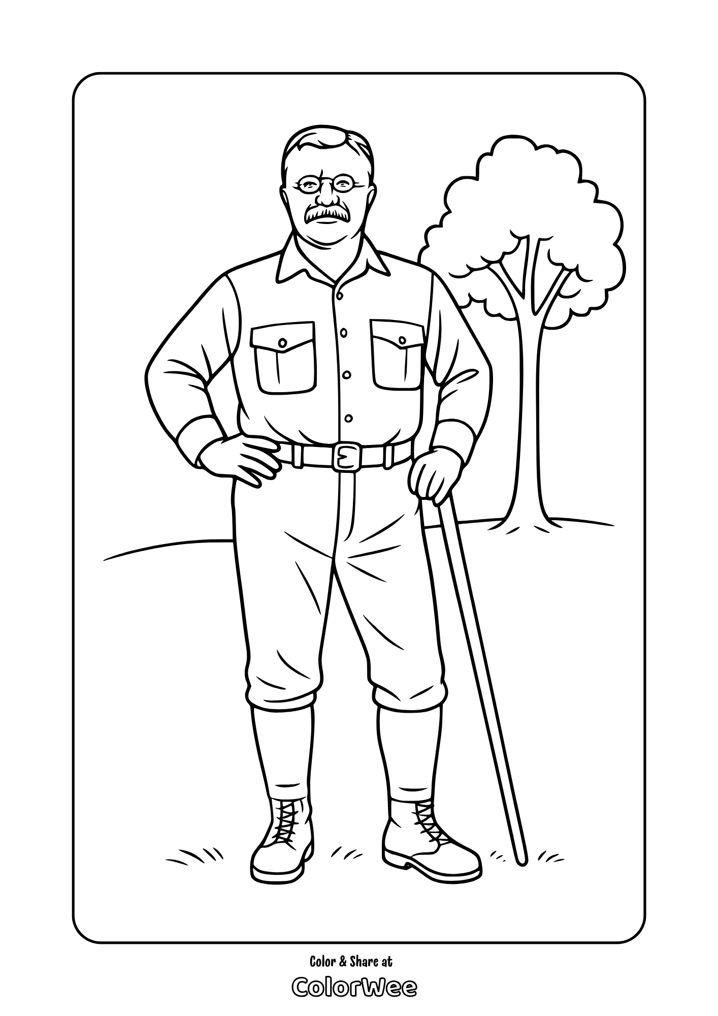 Theodore Roosevelt coloring page.