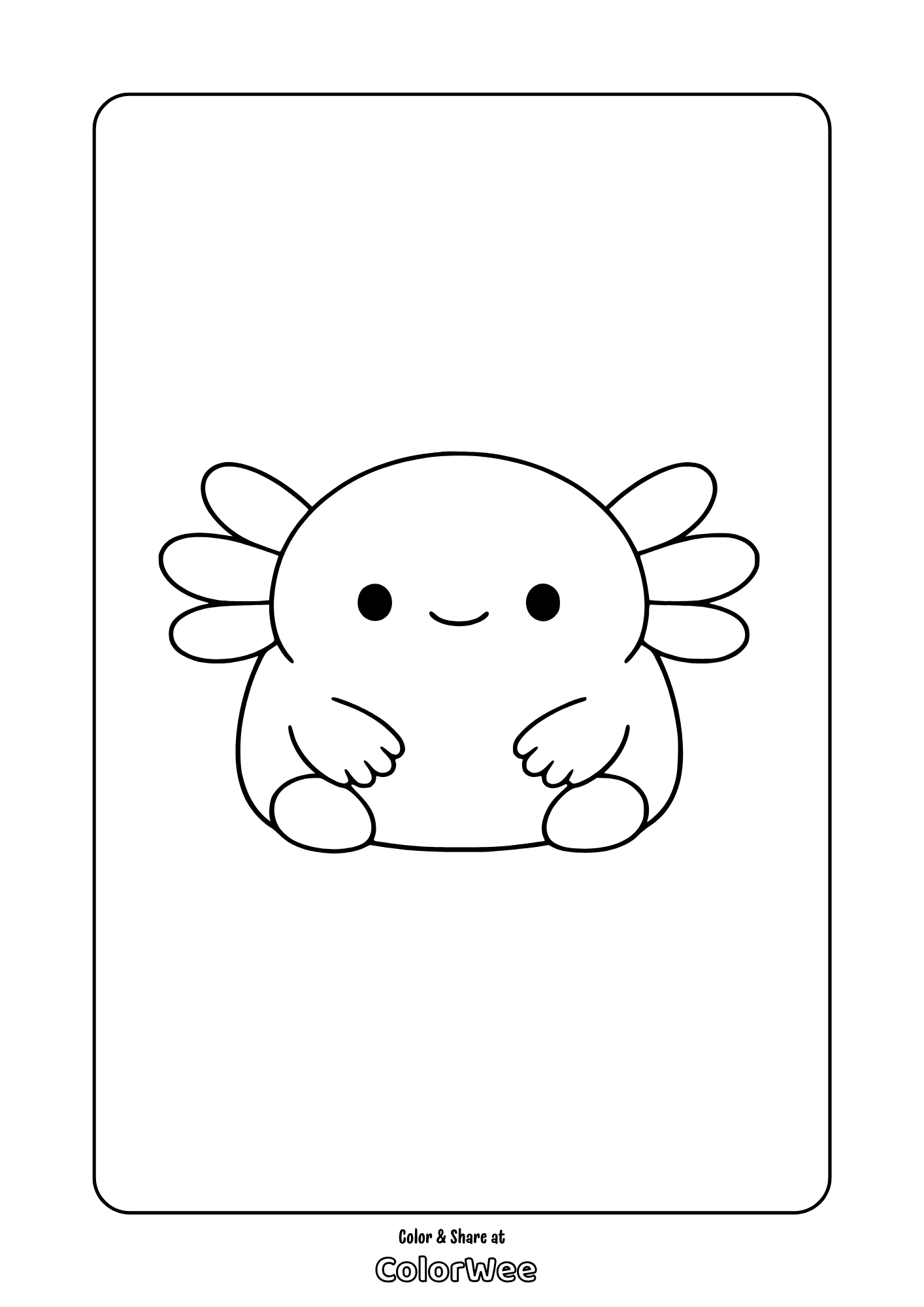 Cute axolotl squishmallow coloring page .