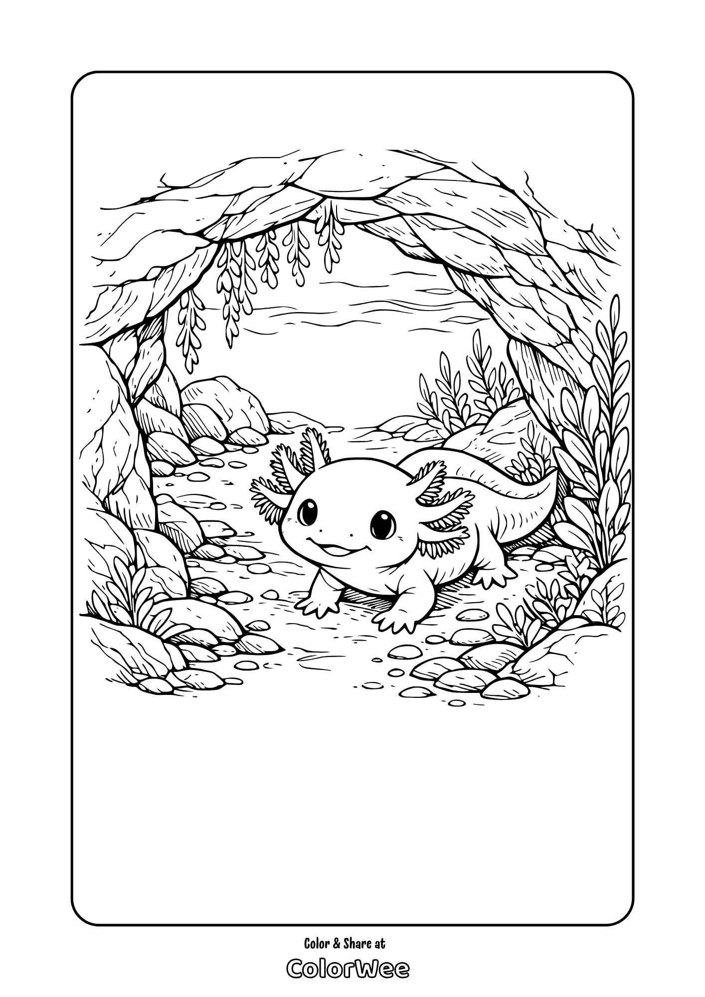 baby axolotl cave coloring page Axolotl cave coloring page .