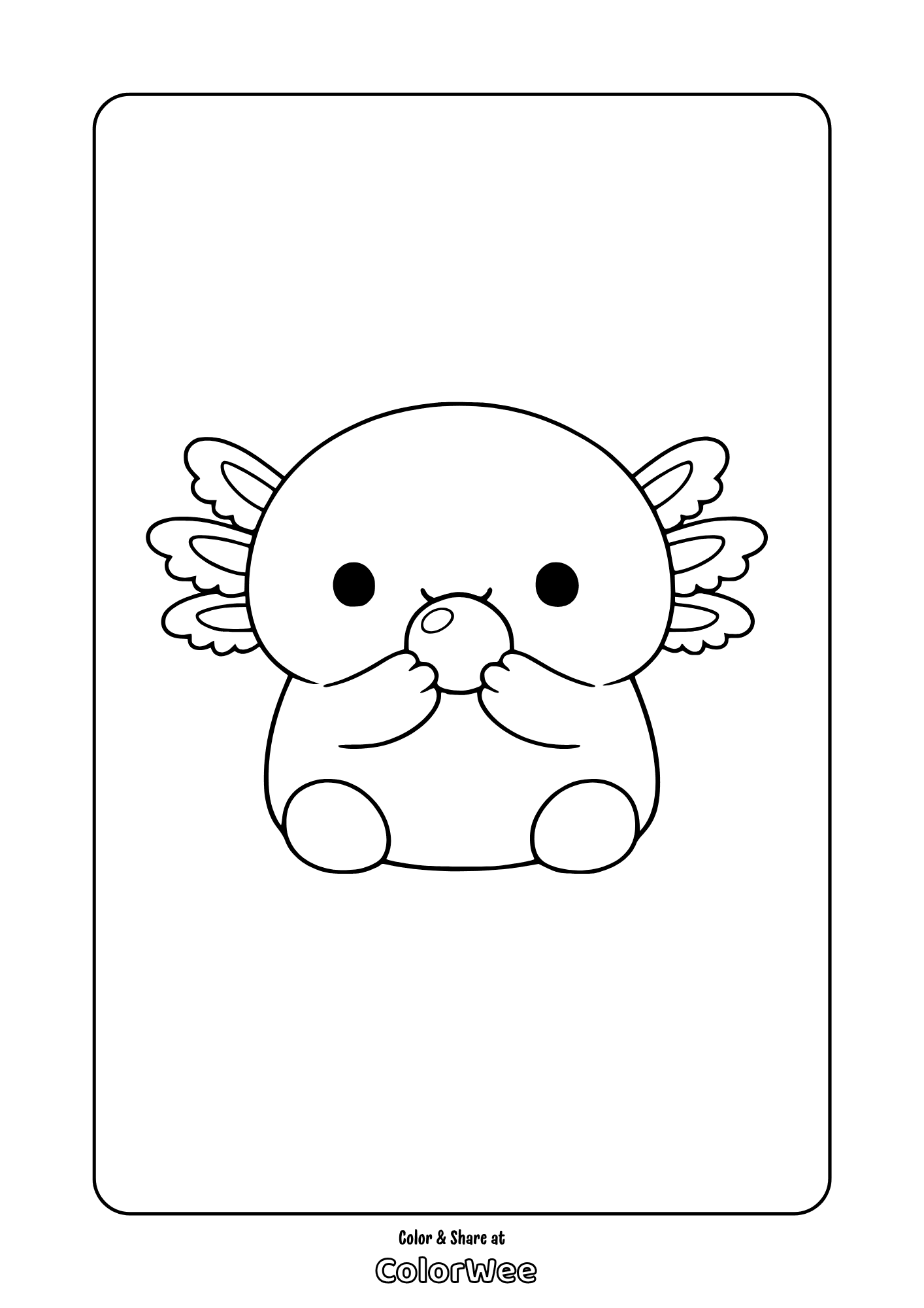 Kawaii squishmallow axolotl holding donut coloring page .