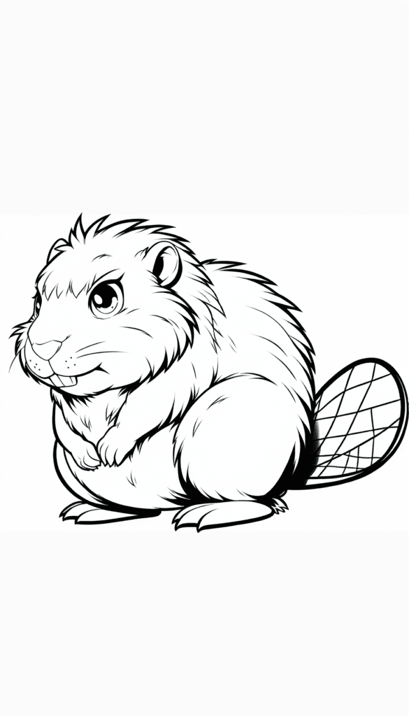 cwcg 1773063772 1463 Beaver coloring page printable: cute cartoon beaver with paddle tail