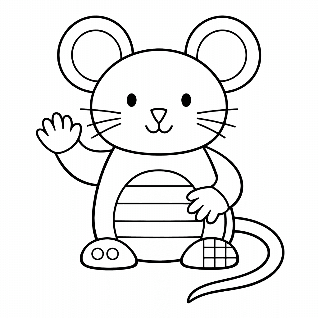 cwcg 1773154390 8786 Cute mouse coloring page for kids — cartoon mouse waving printable